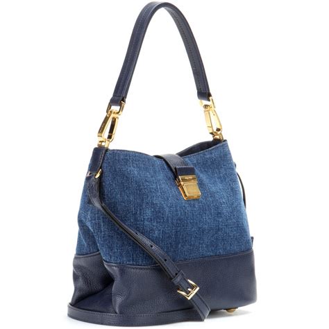 miu miu woven bucket bag|Woven denim bucket bag Navy .